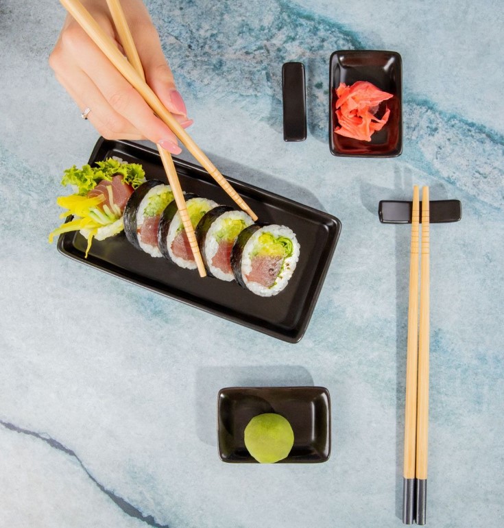 Διακοσμητικά και αξεσουαρ κουζίνας 24home - ΣΗΜΑΝΤΙΚΟ: Σε περίπτωση διαφοράς τιμής από το κατάστημα ισχύει παντα και μόνο η τιμή του καταστήματος Σετ Σούσι 9τμχ Κεραμικό Μαύρο Για 2 Άτομα 19x9,5x2εκ.-8